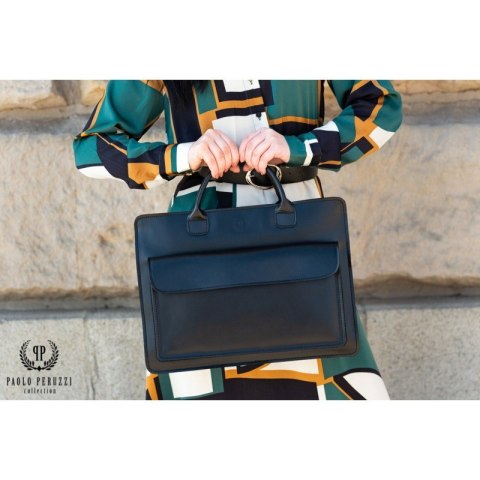 Elegancka skórzana aktówka damska Paolo Peruzzi N05-BL Elegancka skórzana aktówka damska Paolo Peruzzi N05-BL