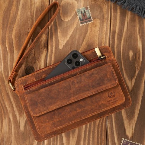 Skórzana saszetka męska vintage z organizerem Paolo Peruzzi T-26-HBR Skórzana saszetka męska vintage z organizerem Paolo Peruzzi T-26-HBR