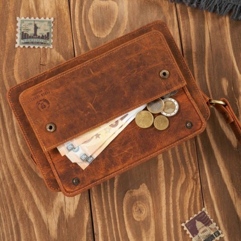 Skórzana saszetka męska vintage z organizerem Paolo Peruzzi T-26-HBR Skórzana saszetka męska vintage z organizerem Paolo Peruzzi T-26-HBR