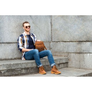 Vintage saszetka męska do ręki skórzana Paolo Peruzzi T-28-HBR