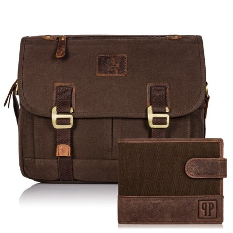 Zestaw męski torba męska na ramię vintage T-17 portfel męski T-03 Paolo Peruzzi ZUP-18-BR Zestaw męski torba męska na ramię vintage T-17 portfel męski T-03 Paolo Peruzzi ZUP-18-BR