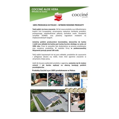 R. 36-46 - Wkładka do butów aloesowa zapachowa przeciwpotna Coccine R. 36-46 - Wkładka do butów aloesowa zapachowa przeciwpotna Coccine