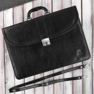 Aktówka męska skórzana do ręki i na ramię elegancka czarna Paolo Peruzzi S-42-BL