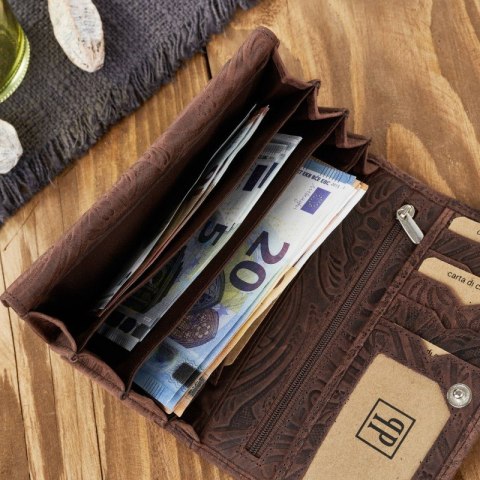 Portfel damski skórzany vintage w kwiaty brązowy duży Paolo Peruzzi T-108-HBR Portfel damski skórzany vintage w kwiaty brązowy duży Paolo Peruzzi T-108-HBR