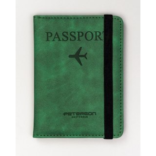 Etui na dokumenty/paszport wykonane ze skóry ekologicznej w zielonym kolorze - Peterson