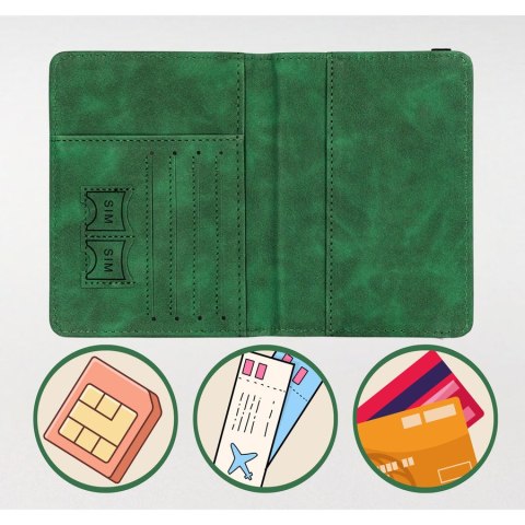 Etui na dokumenty/paszport wykonane ze skóry ekologicznej w zielonym kolorze - Peterson Etui na dokumenty/paszport wykonane ze skóry ekologicznej w zielonym kolorze - Peterson