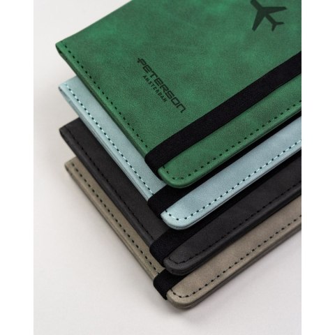 Etui na dokumenty/paszport wykonane ze skóry ekologicznej w zielonym kolorze - Peterson Etui na dokumenty/paszport wykonane ze skóry ekologicznej w zielonym kolorze - Peterson