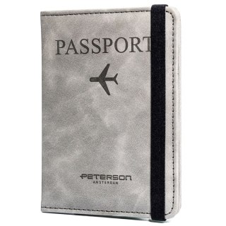 Etui na paszport w szarym kolorze wykonane ze skóry ekologicznej - Peterson