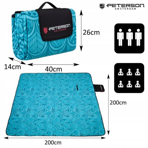 Materiałowy koc piknikowy z wodoodporną izolacją - Peterson Materiałowy koc piknikowy z wodoodporną izolacją - Peterson