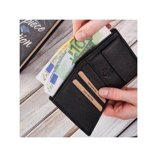 Portfel męski skórzany czarny etui na karty z ochroną RFID slim Brødrene G-102MN/BL