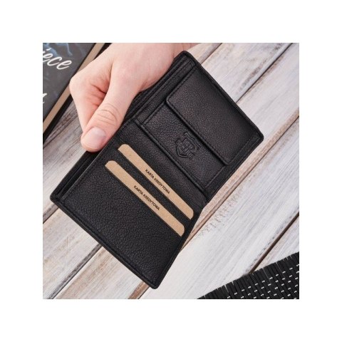 Portfel męski skórzany czarny etui na karty z ochroną RFID slim Brødrene G-102MN/BL Portfel męski skórzany czarny etui na karty z ochroną RFID slim Brødrene G-102MN/BL