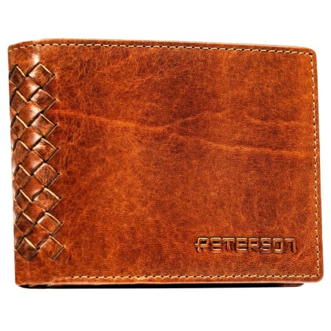 Skórzany portfel męski w kolorze brązowym z systemem RFID - Peterson Skórzany portfel męski w kolorze brązowym z systemem RFID - Peterson