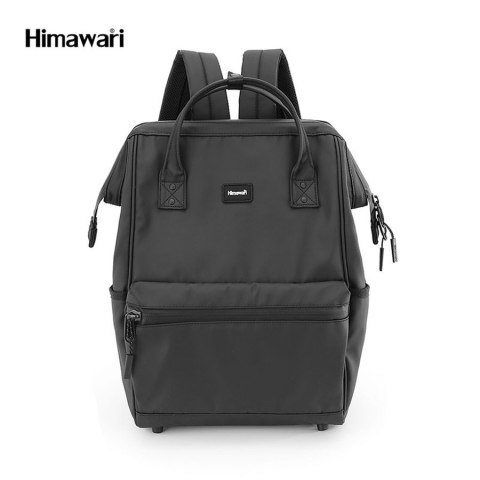 Czarny plecak z wodoodpornego nylonu wyposażony w port USB i stabilizujące nóżki na spodzie - Himawari Czarny plecak z wodoodpornego nylonu wyposażony w port USB i stabilizujące nóżki na spodzie - Himawari