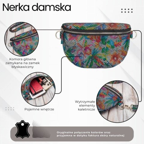 Nerka damska skórzana w kwiaty saszetka na pas Paolo Peruzzi T-36-C Nerka damska skórzana w kwiaty saszetka na pas Paolo Peruzzi T-36-C