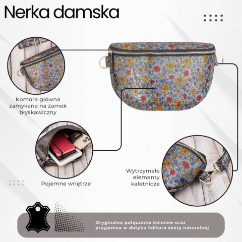 Nerka damska skórzana w kwiaty saszetka na pas na ramię Paolo Peruzzi T-36-B Nerka damska skórzana w kwiaty saszetka na pas na ramię Paolo Peruzzi T-36-B