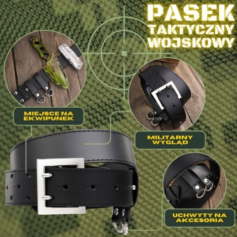 Pasek męski skórzany wojskowy 110 cm PG-06-BL-110 Pasek męski skórzany wojskowy 110 cm PG-06-BL-110
