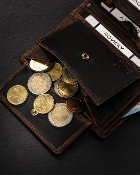 Pionowy portfel męski ze skóry naturalnej z motywem patriotycznym i systemem RFID Pionowy portfel męski ze skóry naturalnej z motywem patriotycznym i systemem RFID