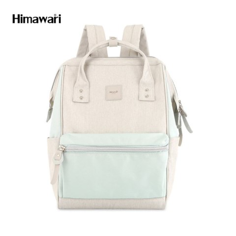 Pojemny plecak na laptopa w kolorze ecru i miętowym z portem USB - Himawari Pojemny plecak na laptopa w kolorze ecru i miętowym z portem USB - Himawari