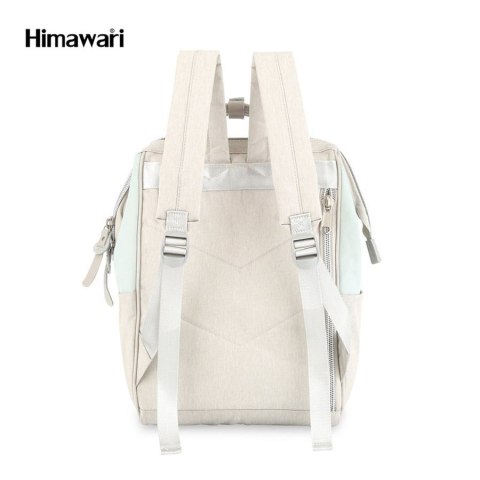 Pojemny plecak na laptopa w kolorze ecru i miętowym z portem USB - Himawari Pojemny plecak na laptopa w kolorze ecru i miętowym z portem USB - Himawari