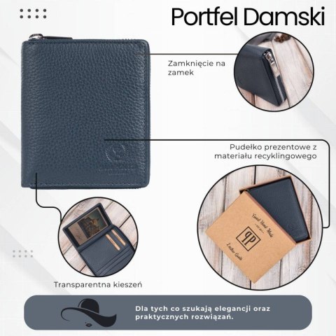 Portfel damski skórzana portmonetka na suwak RFID Paolo Peruzzi T-139-NV Portfel damski skórzana portmonetka na suwak RFID Paolo Peruzzi T-139-NV