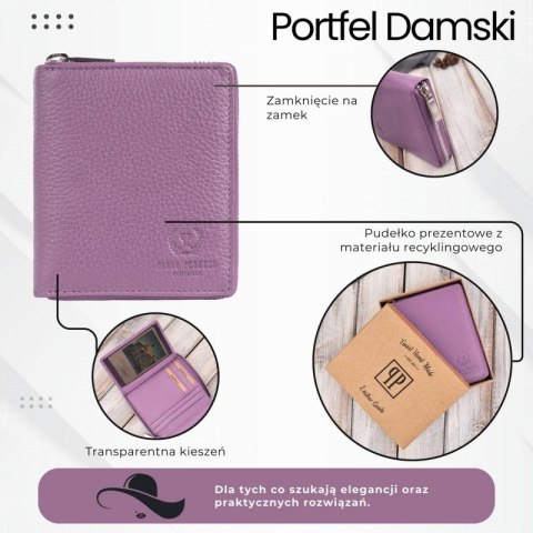 Portfel damski skórzany fioletowy z ochroną RFID Paolo Peruzzi T-139-PI Portfel damski skórzany fioletowy z ochroną RFID Paolo Peruzzi T-139-PI