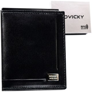 Banknotówka męska ze skóry naturalnej w czarnym kolorze - Rovicky