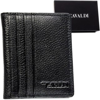 Czarne etui na karty ze skóry naturalnej z systemem RFID - 4U Cavaldi