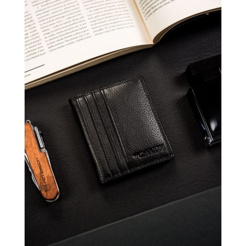 Czarne etui na karty ze skóry naturalnej z systemem RFID - 4U Cavaldi Czarne etui na karty ze skóry naturalnej z systemem RFID - 4U Cavaldi