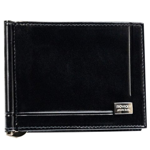 Elegancka banknotówka męska ze skóry naturalnej w czarnym kolorze - Rovicky Elegancka banknotówka męska ze skóry naturalnej w czarnym kolorze - Rovicky