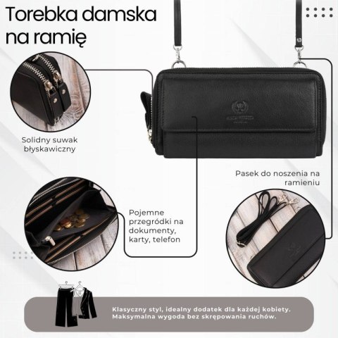 Skórzana kopertówka damska do ręki na ramię portfel damski Paolo Peruzzi T-137-BL Skórzana kopertówka damska do ręki na ramię portfel damski Paolo Peruzzi T-137-BL