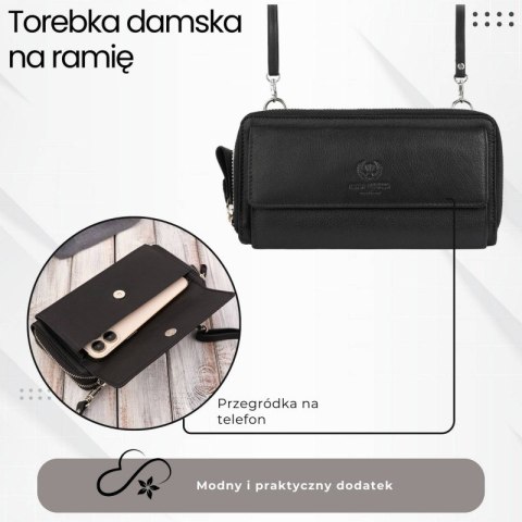 Skórzana kopertówka damska do ręki na ramię portfel damski Paolo Peruzzi T-137-BL Skórzana kopertówka damska do ręki na ramię portfel damski Paolo Peruzzi T-137-BL
