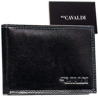 Cienkie, czarne etui na karty ze skóry naturalnej - 4U Cavaldi