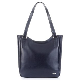 Duża skórzana torba damska na ramię Paolo Peruzzi Z-09-NAVY