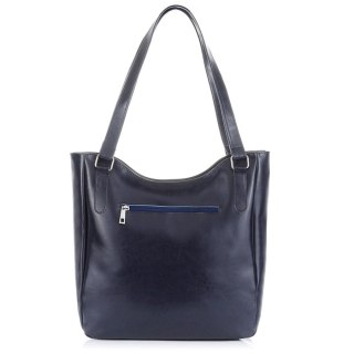 Duża skórzana torba damska na ramię Paolo Peruzzi Z-09-NAVY