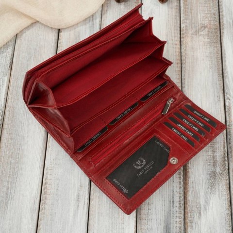 Klasyczny portfel damski skórzany duży czerwony z ochroną RFID Paolo Peruzzi AL-07-RD Klasyczny portfel damski skórzany duży czerwony z ochroną RFID Paolo Peruzzi AL-07-RD