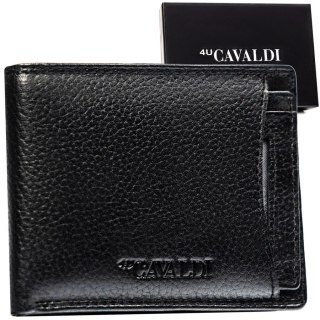 Poziome, czarne etui na karty ze skóry naturalnej zapakowane w eleganckie pudełko - 4U Cavaldi