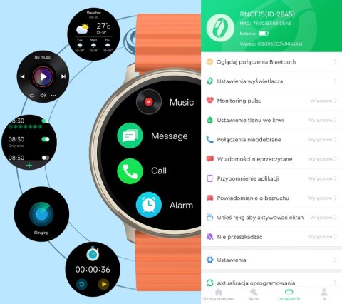 Smartwatch RUBICON RNCF15 Tytan/Orange SMARUB258 Smartwatch RUBICON RNCF15 Tytan/Orange SMARUB258
