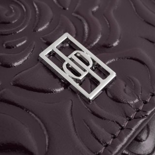 Poziomy portfel damski skórzany w kolorze burgundowym z metalowym logo duży Paolo Peruzzi AL-12-BGD