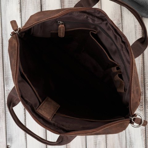 Skórzana torba męska na laptopa z uchwytem na walizkę brązowa vintage Paolo Peruzzi E-26-NBR Skórzana torba męska na laptopa z uchwytem na walizkę brązowa vintage Paolo Peruzzi E-26-NBR