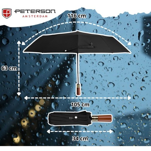 Składana, czarna parasolka w eleganckim pokrowcu - Peterson Składana, czarna parasolka w eleganckim pokrowcu - Peterson