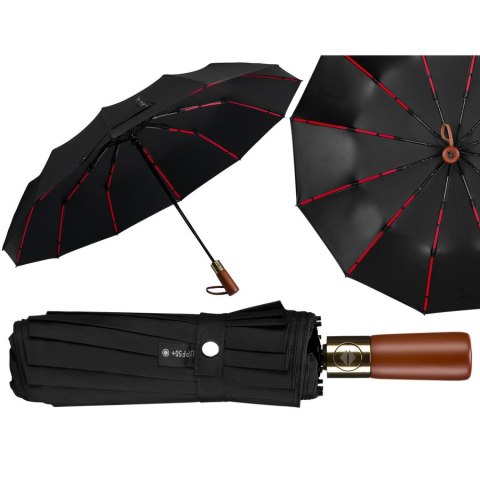 Składana, czarna parasolka w eleganckim pokrowcu - Peterson Składana, czarna parasolka w eleganckim pokrowcu - Peterson