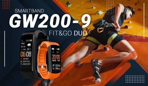 Smartband Giewont Fit&GO Duo GW200-9 - Black + Pasek Orange Power Smartband Giewont Fit&GO Duo GW200-9 - Black + Pasek Orange Power