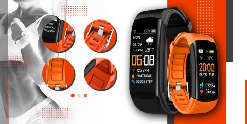 Smartband Giewont Fit&GO Duo GW200-9 - Black + Pasek Orange Power Smartband Giewont Fit&GO Duo GW200-9 - Black + Pasek Orange Power