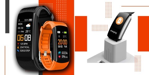 Smartband Giewont Fit&GO Duo GW200-9 - Black + Pasek Orange Power Smartband Giewont Fit&GO Duo GW200-9 - Black + Pasek Orange Power