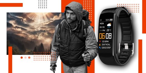 Smartband Giewont Fit&GO Duo GW200-9 - Black + Pasek Orange Power Smartband Giewont Fit&GO Duo GW200-9 - Black + Pasek Orange Power