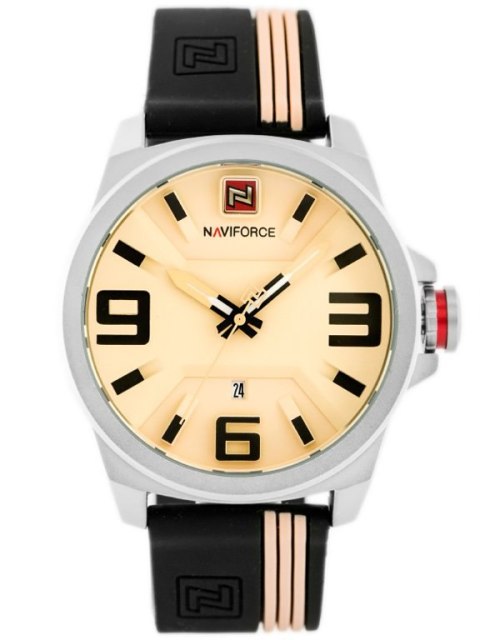 ZEGAREK MĘSKI NAVIFORCE - NF9098 (zn045a) - beige/black ZEGAREK MĘSKI NAVIFORCE - NF9098 (zn045a) - beige/black