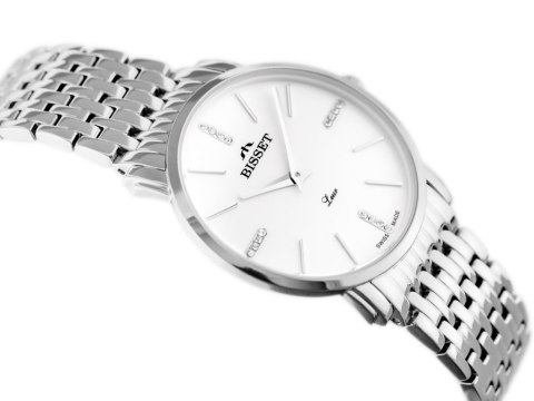 ZEGAREK DAMSKI BISSET BSBE54 - silver/white (zb554a) ZEGAREK DAMSKI BISSET BSBE54 - silver/white (zb554a)