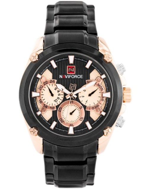 ZEGAREK MĘSKI NAVIFORCE - NF9113 (zn078c) - black/rosegold + box ZEGAREK MĘSKI NAVIFORCE - NF9113 (zn078c) - black/rosegold + box