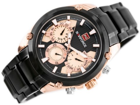 ZEGAREK MĘSKI NAVIFORCE - NF9113 (zn078c) - black/rosegold + box ZEGAREK MĘSKI NAVIFORCE - NF9113 (zn078c) - black/rosegold + box