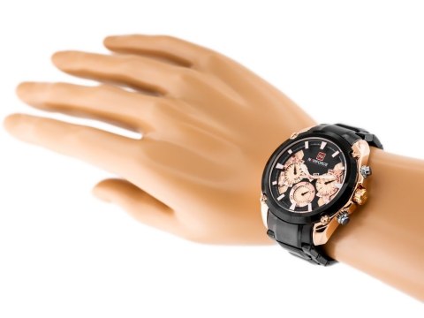 ZEGAREK MĘSKI NAVIFORCE - NF9113 (zn078c) - black/rosegold + box ZEGAREK MĘSKI NAVIFORCE - NF9113 (zn078c) - black/rosegold + box